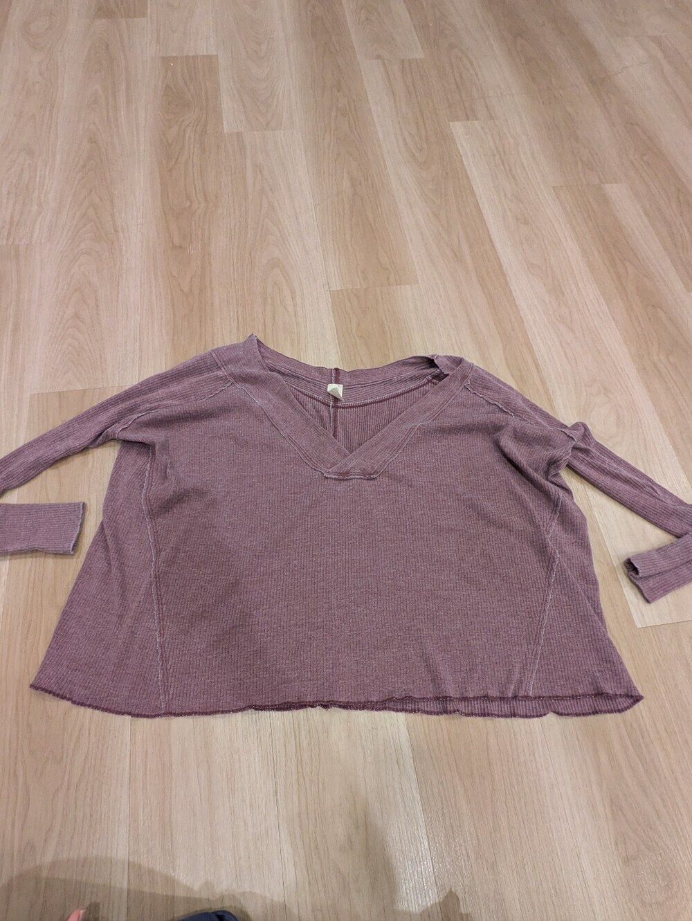 We The Free Purple Deep V Neck Long Sleeve Shirt Size L